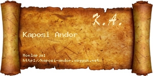 Kaposi Andor névjegykártya